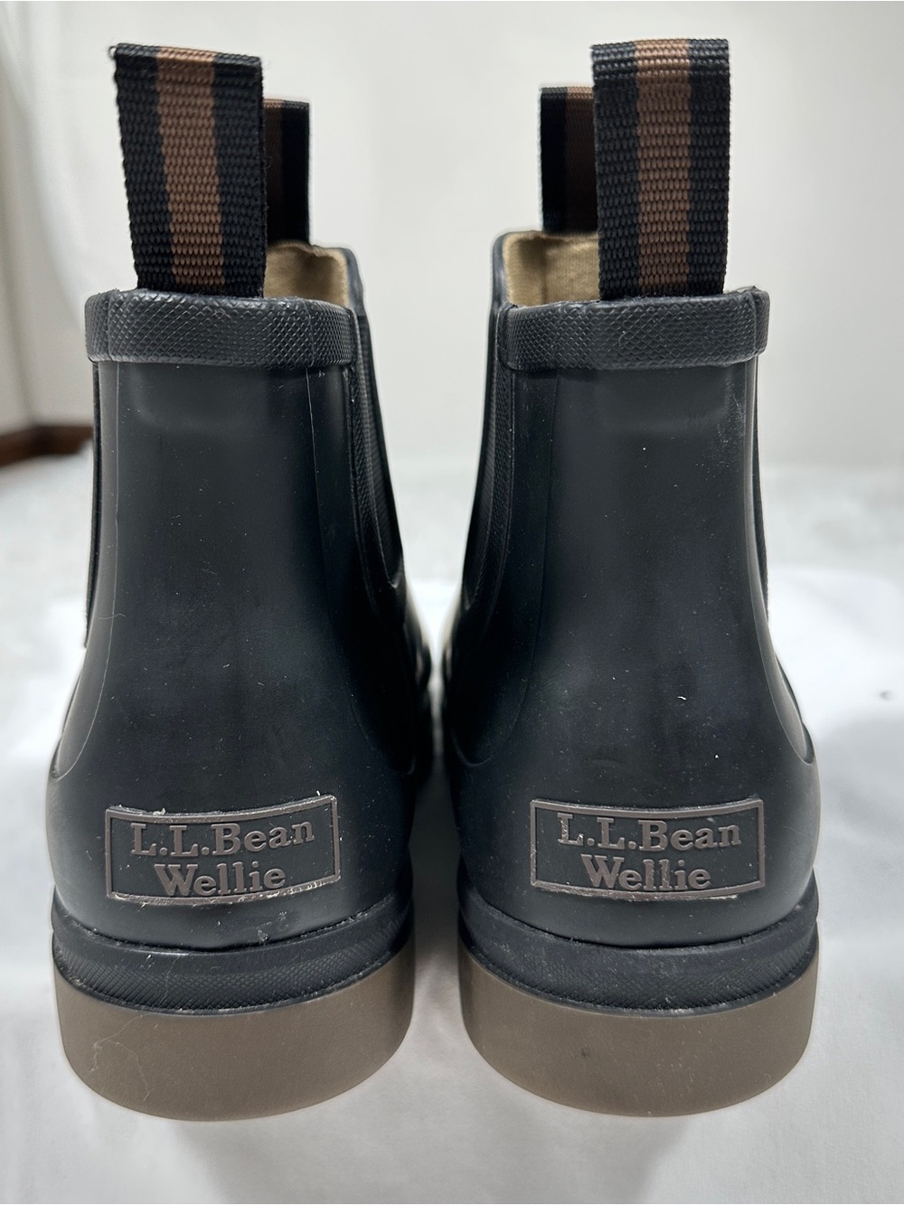 LL Bean Wellie Rugged Chelsea Rain Boots Womens 9 Black Waterproof Ankle Booties - Picture 8 of 12